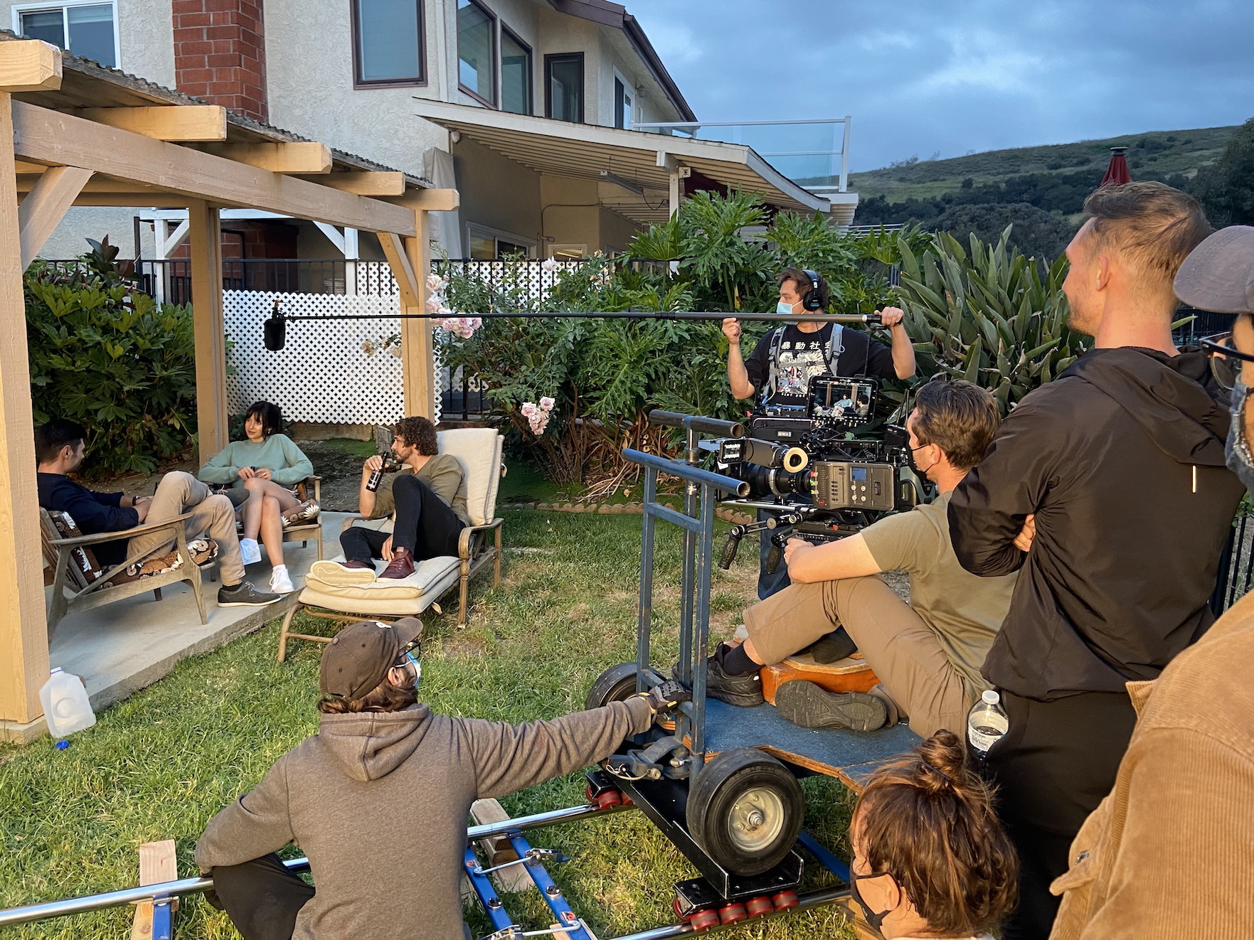 A professional dolly setup on the set of Fallen Drive
